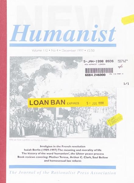New Humanist – December 1997 Cover