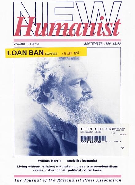 New Humanist – September 1996 Cover