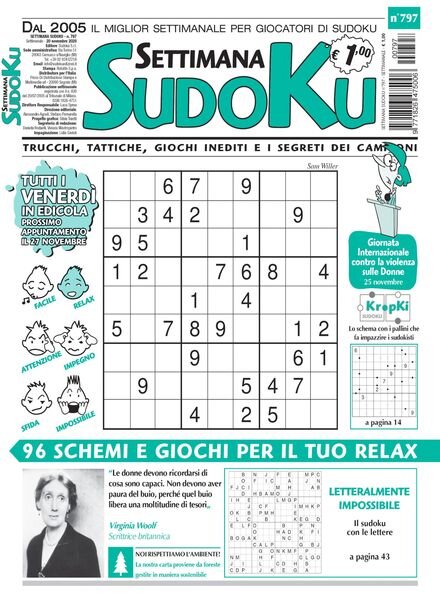 Settimana Sudoku – 21 novembre 2020 Cover