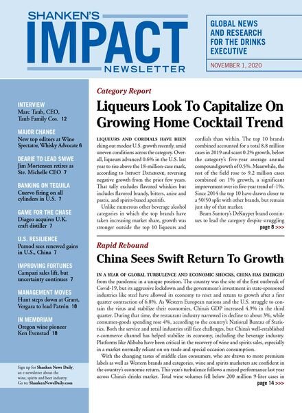 Shanken’s Impact Newsletter – November 2020 Cover