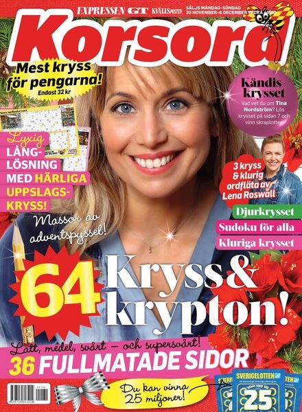 Korsord – 30 november 2020 Cover