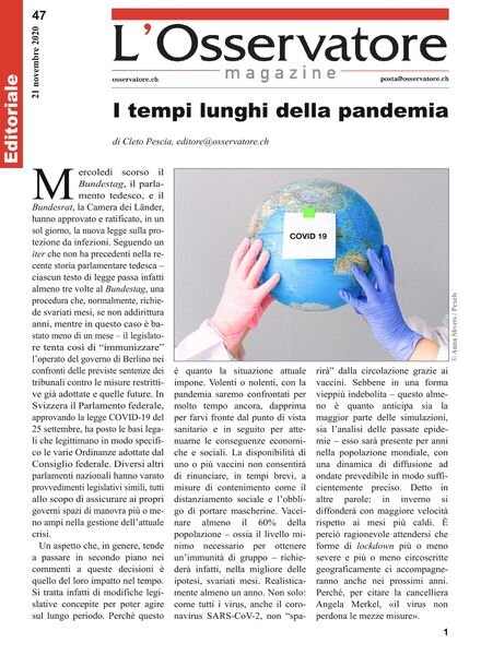 L’Osservatore – 21 novembre 2020 Cover