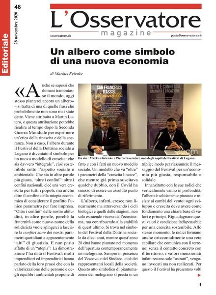L’Osservatore – 28 novembre 2020 Cover