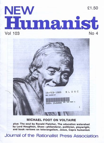 New Humanist – December 1988 Cover