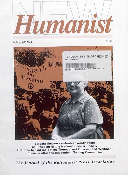 New Humanist – December 1991 Cover