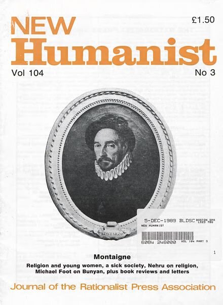 New Humanist – November 1989 Cover