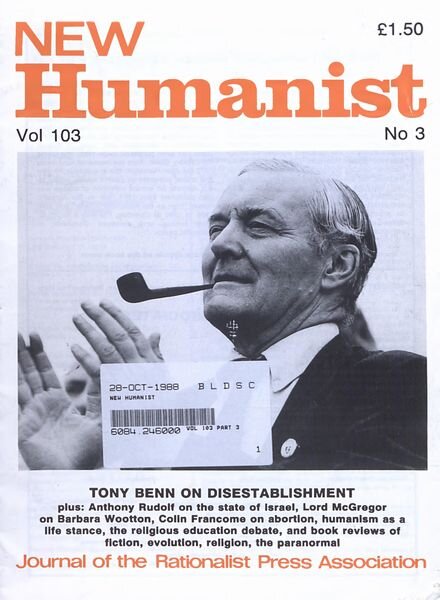 New Humanist – October 1988 Cover