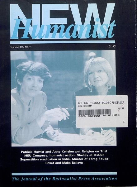 New Humanist – October 1992 Cover