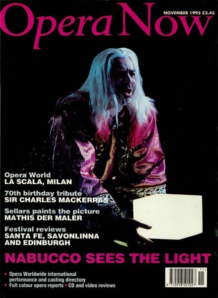 Opera Now – November 1995 Cover