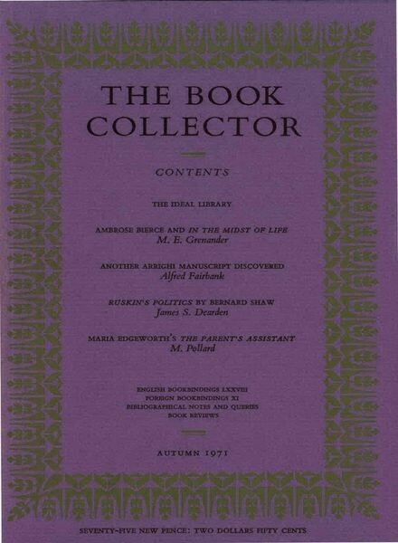 The Book Collector – Autumn 1971 Cover