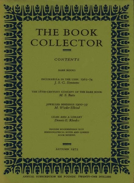 The Book Collector – Autumn 1975 Cover