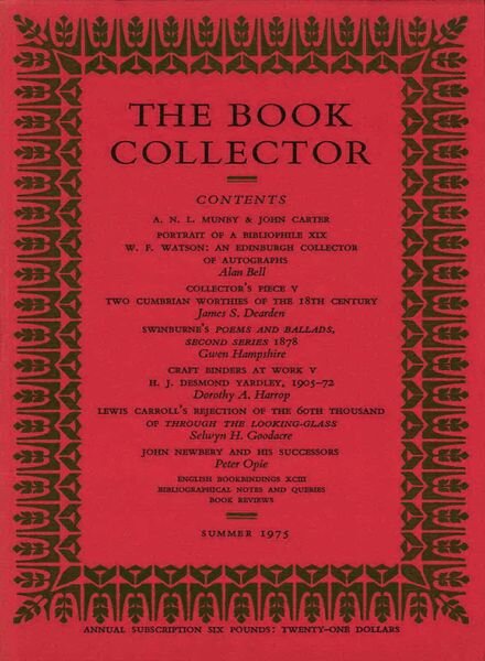 The Book Collector – Summer 1975 Cover