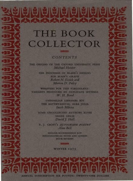 The Book Collector – Winter 1975 Cover