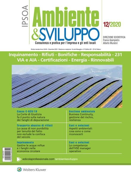 Ambiente & sviluppo – Dicembre 2020 Cover