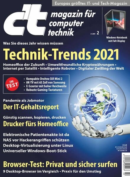 c’t Magazin fur Computertechnik – 02 Januar 2021 Cover