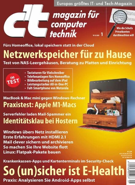 c’t Magazin fur Computertechnik – 19 Dezember 2020 Cover