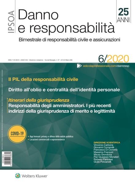 Danno e Responsabilita – Dicembre 2020 Cover