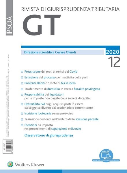 GT Rivista di Giurisprudenza Tributaria – Dicembre 2020 Cover