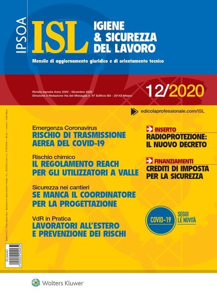Igiene & Sicurezza del Lavoro – Dicembre 2020 Cover