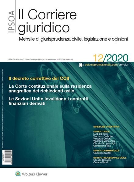 Il Corriere Giuridico – Dicembre 2020 Cover