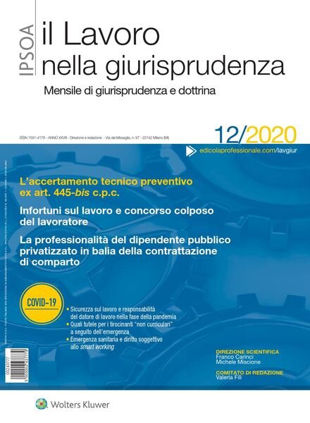 Il lavoro nella giurisprudenza – Dicembre 2020 Cover
