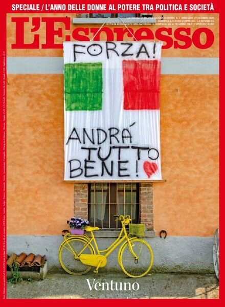 l’Espresso – 27 Dicembre 2020 Cover