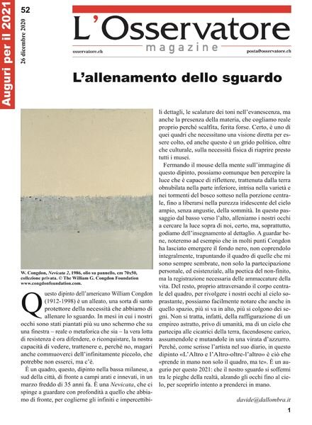 L’Osservatore – 26 dicembre 2020 Cover