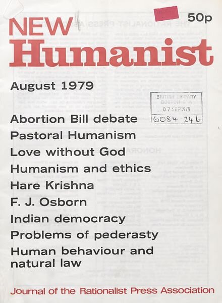 New Humanist – August 1979 Cover