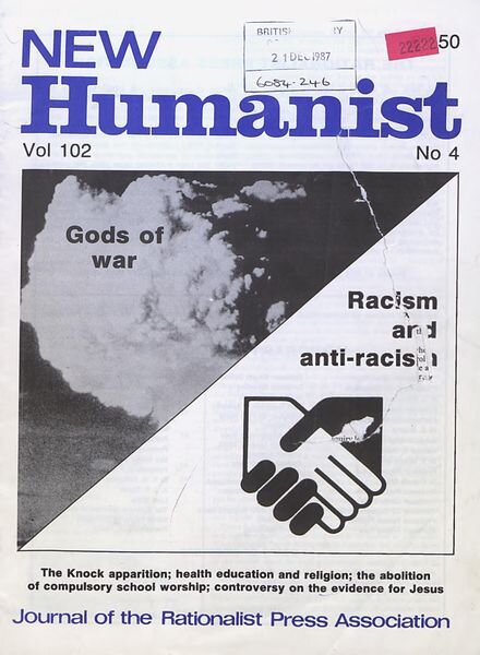 New Humanist – December 1987 Cover