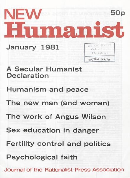 New Humanist – January 1981 Cover