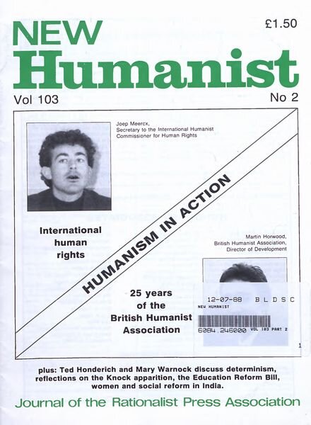 New Humanist – June 1988 Cover
