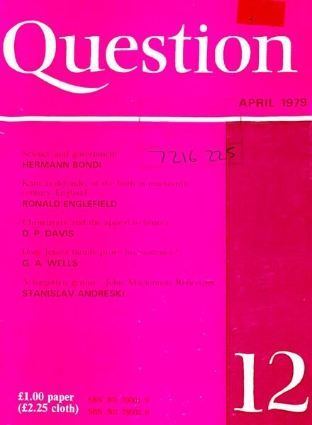 New Humanist – Question April 1979 Cover