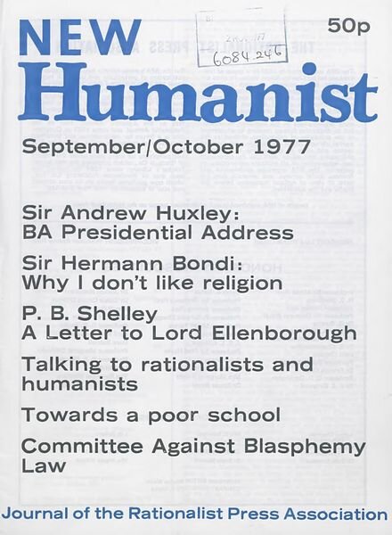 New Humanist – September-October 1977 Cover