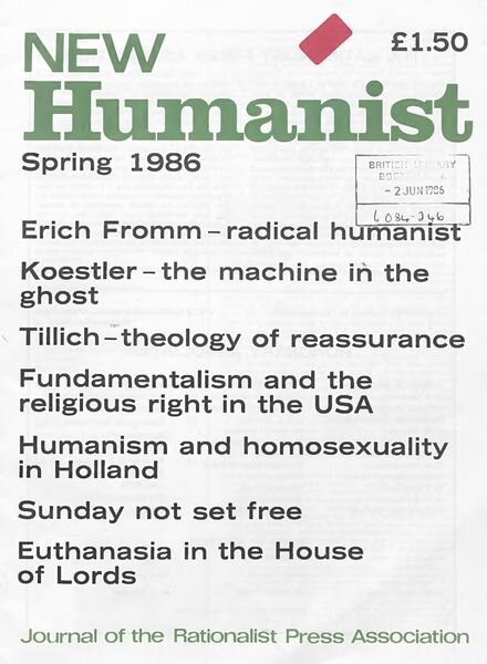 New Humanist – Spring 1986 Cover