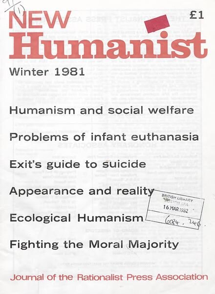 New Humanist – Winter 1981 Cover