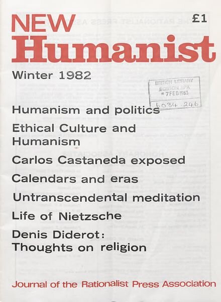 New Humanist – Winter 1982 Cover