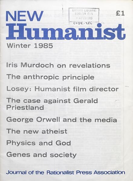 New Humanist – Winter 1985 Cover