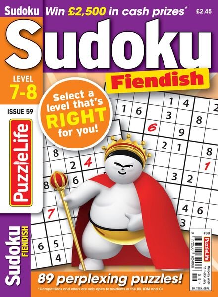 PuzzleLife Sudoku Fiendish – 01 January 2021 Cover