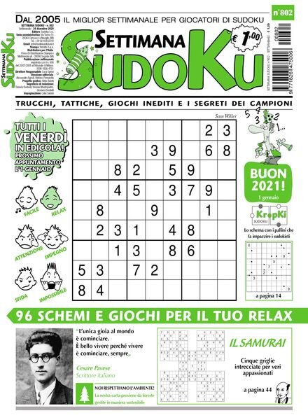 Settimana Sudoku – 23 dicembre 2020 Cover