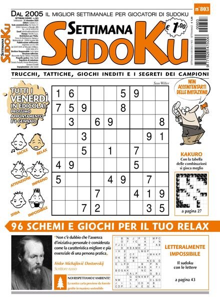 Settimana Sudoku – 30 dicembre 2020 Cover