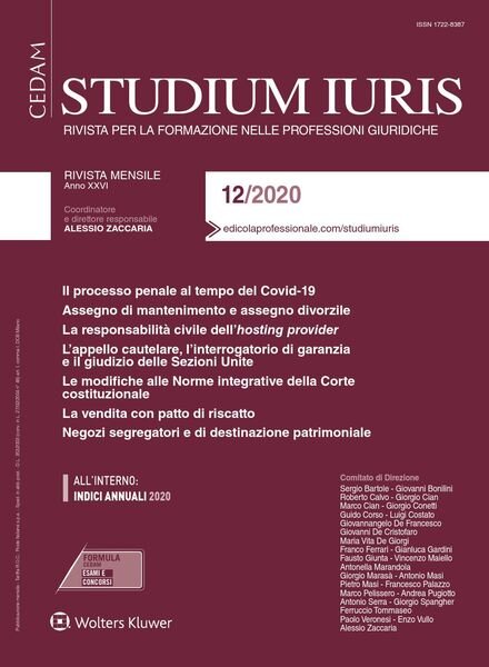 Studium Iuris – Dicembre 2020 Cover