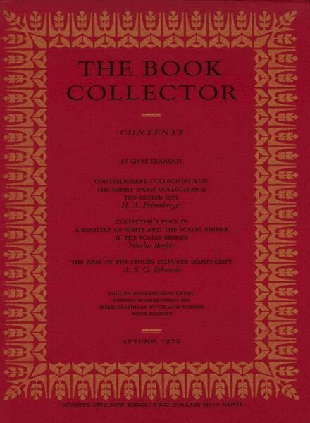 The Book Collector – Autumn, 1972 Cover