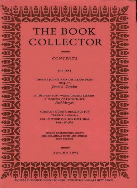 The Book Collector – Autumn 1973 Cover