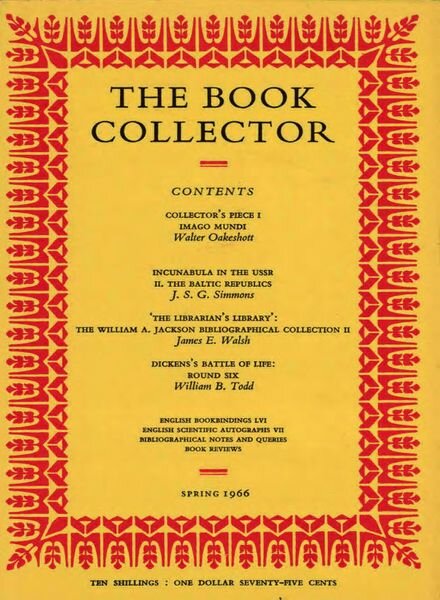 The Book Collector – Spring, 1966 Cover