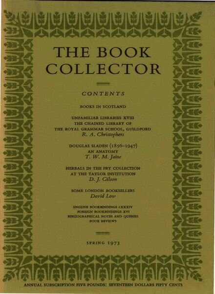 The Book Collector – Spring, 1973 Cover