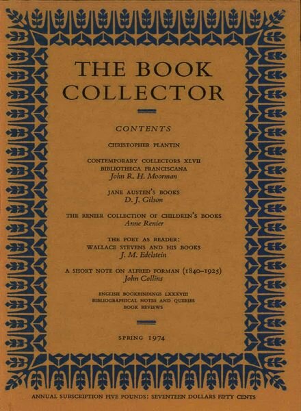 The Book Collector – Spring 1974 Cover