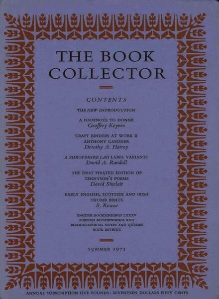 The Book Collector – Summer, 1973 Cover