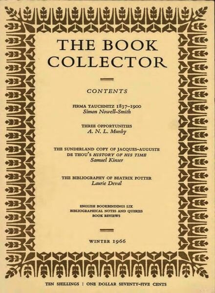 The Book Collector – Winter 1966 Cover