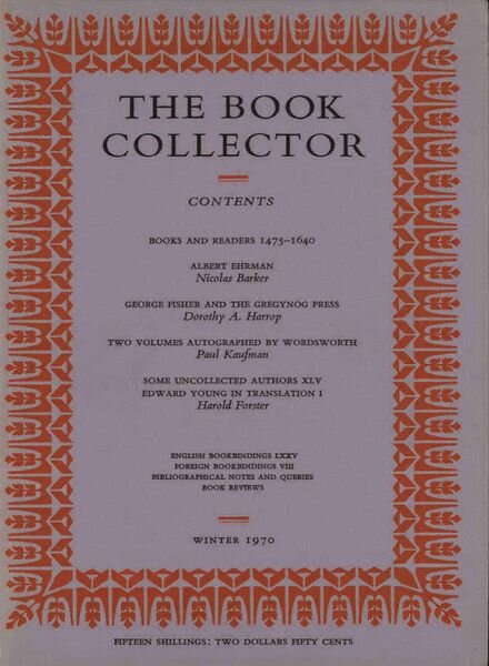 The Book Collector – Winter 1970 Cover