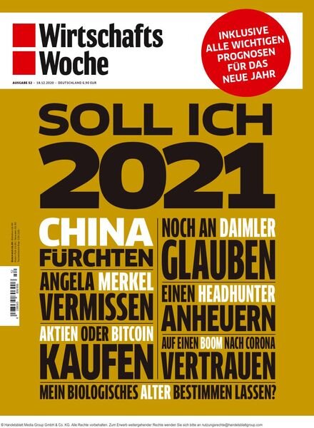 Wirtschaftswoche – 18 Dezember 2020 Cover